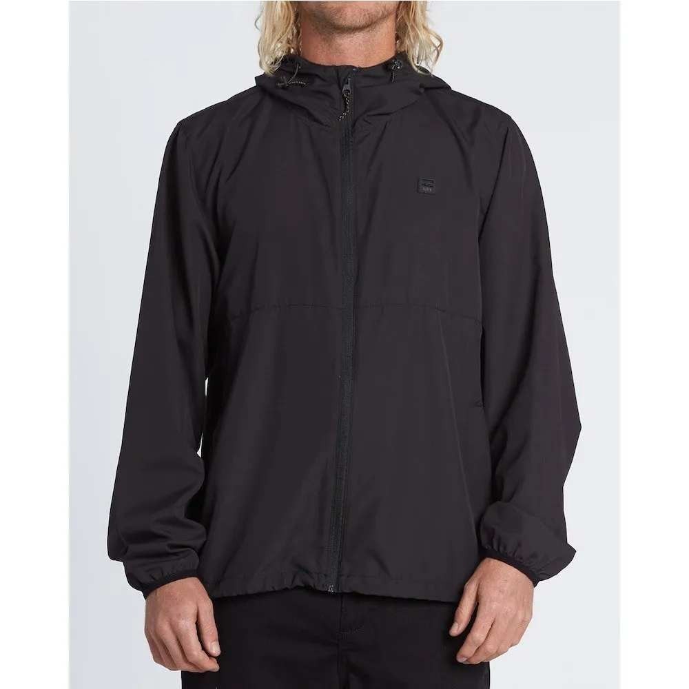 Billabong Transport Jacket Mens Medium Black‎ Hooded Windbreaker Mesh Lined